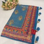 Blue Pashmina Silk Saree