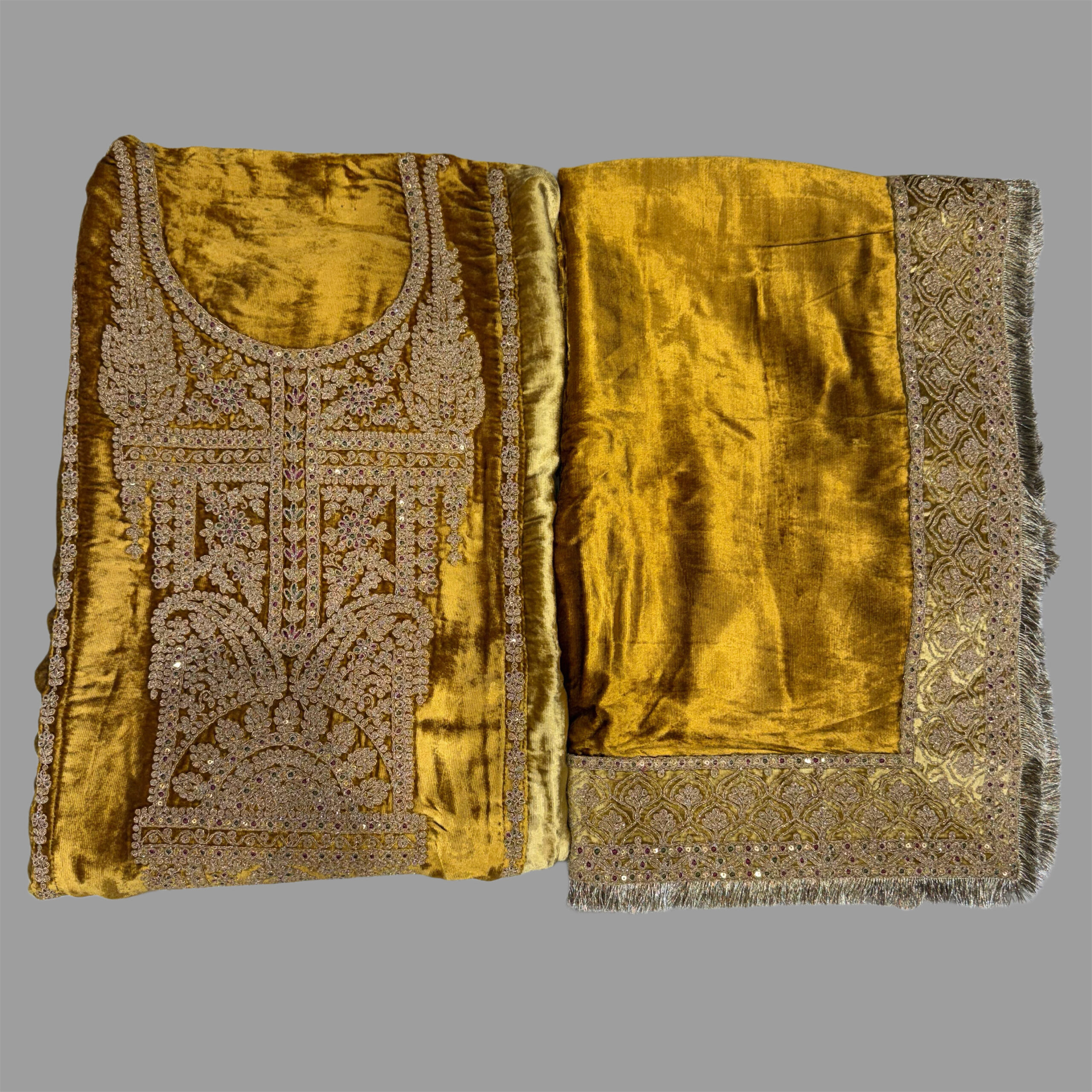 Mustard Yellow Velvet SuitSet