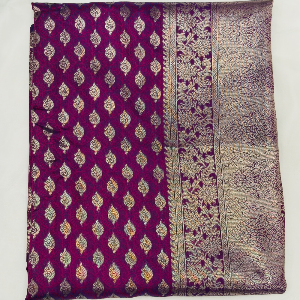 Purple Silk Saree - Image 3