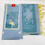 Steal Blue Jamdani Cotton Suit-Set