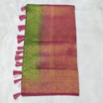 Pink & Green Mix Softy Silk Saree