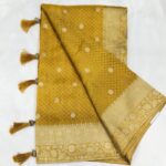 Mustard Yellow Shimmer Tissue Silk Saree