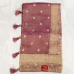 Onion Color Shimmer Tissue Silk Saree