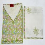 Green Cotton Un-Stiched Suit