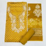 Mustard Yellow Cotton Un-stiched Suit