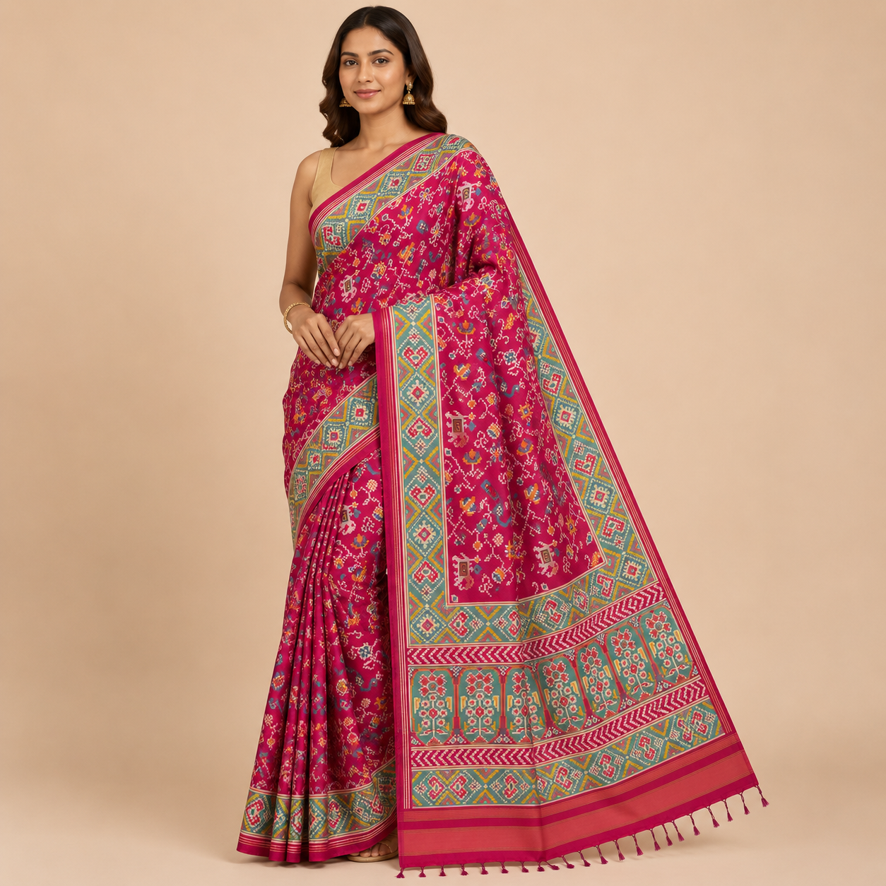Magenta Patola Silk Saree