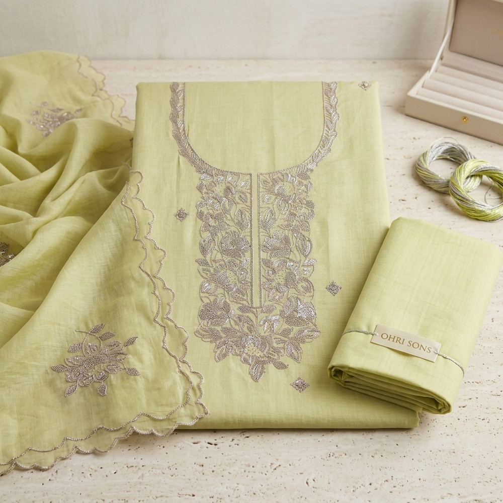 Green Mal Cotton Un-Stiched Fabric